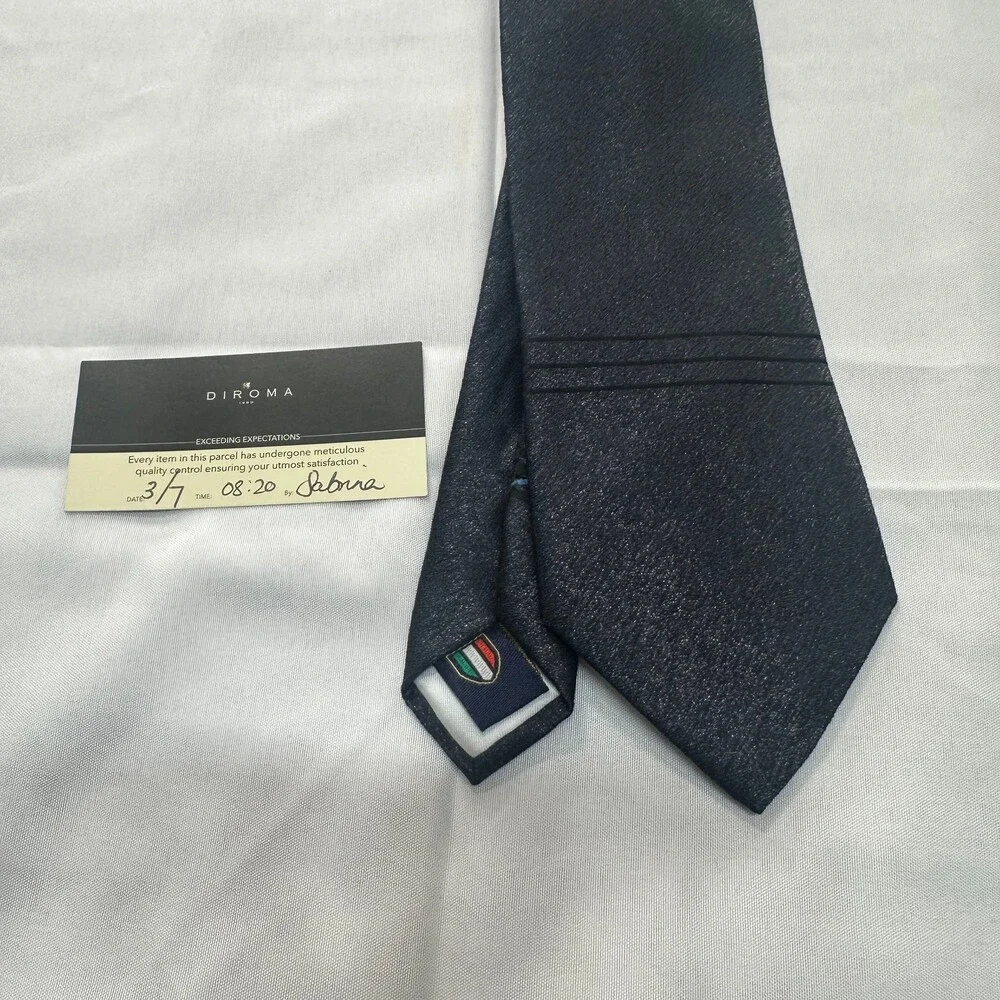 Diroma1980 Regina Collection Navy Textured Necktie Made in Italy Italian Flag